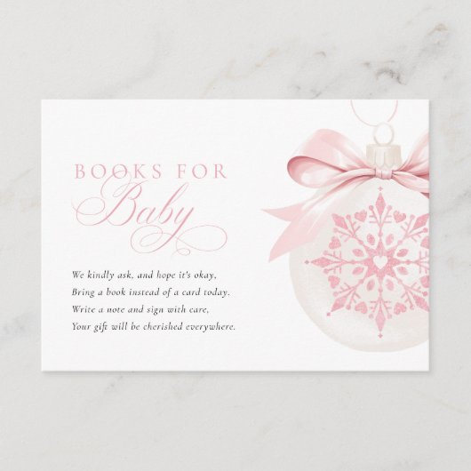 A Little Snowflake Roze Baby shower Boeken voor Ba Informatiekaartje (Voorkant)