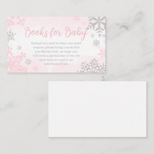 A Little Snowflake Roze Baby shower Boeken voor Ba Informatiekaartje (Voorkant / Achterkant)