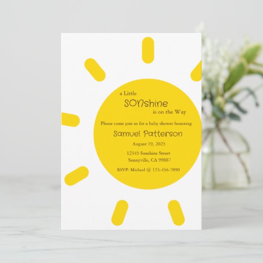 A Little Sonshine is op de weg Uitnodiging, Baby Kaart (Staand voorkant)