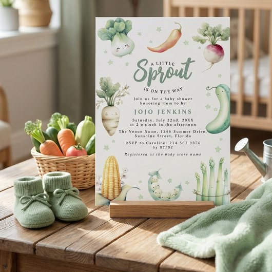 A Little Sprout Baby shower Invitation Kaart