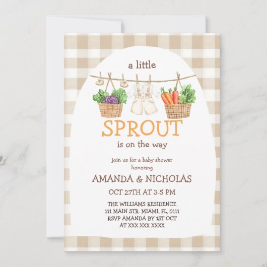 A Little Sprout Is On The Way  Baby Shower Kaart (Voorkant)