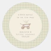 A Little Sprout is on the Way Baby Shower  Ronde Sticker (Voorkant)