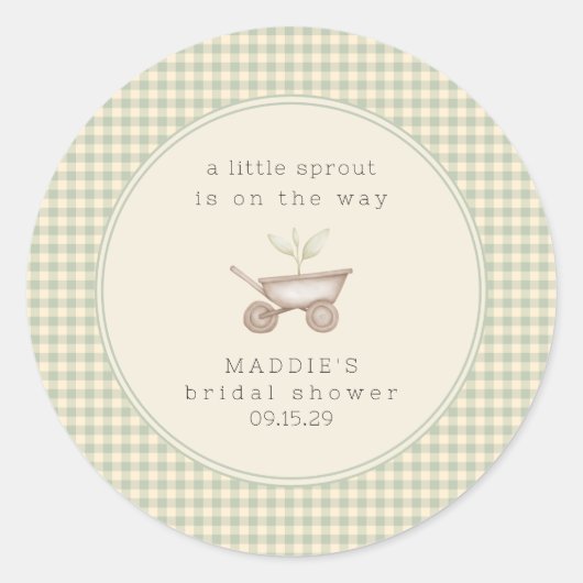 A Little Sprout is on the Way Baby Shower  Ronde Sticker (Voorkant)