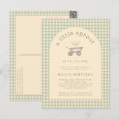 🌱A Little Sprout is op de weg Baby shower Briefkaart (Voorkant / Achterkant)