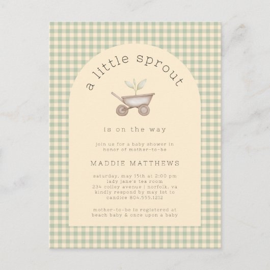 🌱A Little Sprout is op de weg Baby shower Briefkaart (Voorkant)