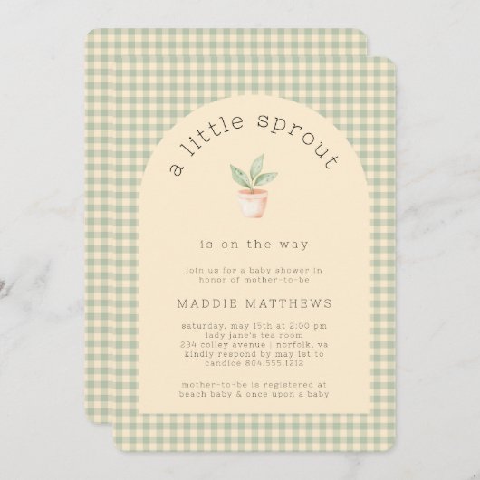 A Little Sprout is op de weg Baby shower Kaart (Voorkant / Achterkant)