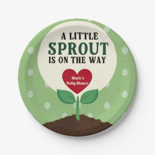 A Little Sprout is op de weg Baby shower Papieren Bordje