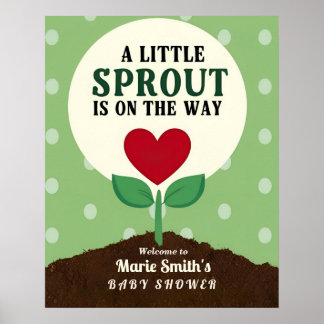 A Little Sprout is op de weg Baby shower Welkom Poster