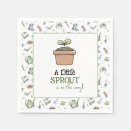 A Little Sprout on the Way Baby Shower Napkins Servet