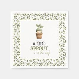 A Little Sprout on the Way Baby Shower Napkins Servet