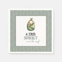 A Little Sprout on the Way Baby Shower Napkins Servet
