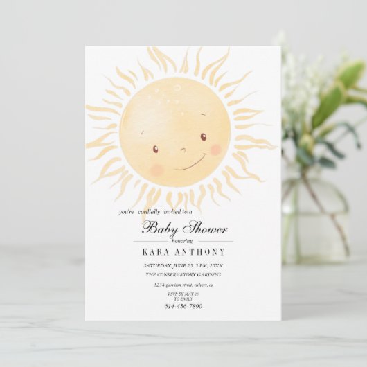 A Little Sunshine Baby Shower Uitnodiging (Staand voorkant)