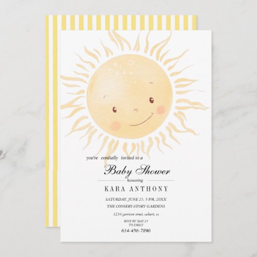 A Little Sunshine Baby Shower Uitnodiging (Voorkant / Achterkant)