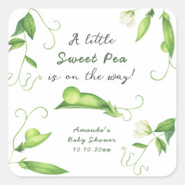A Little Sweet Pea Is On The Way Baby Shower Vierkante Sticker