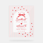 A Little Sweetheart Baby Shower Bow Welcome Acryl Bord (Voorkant)