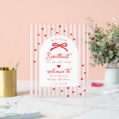 A Little Sweetheart Baby Shower Bow Welcome Acryl Bord (Huwelijk)