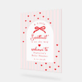 A Little Sweetheart Baby Shower Bow Welcome Acryl Bord (Hoek)