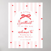 A Little Sweetheart Baby Shower Bow Welcome Poster (Voorkant)