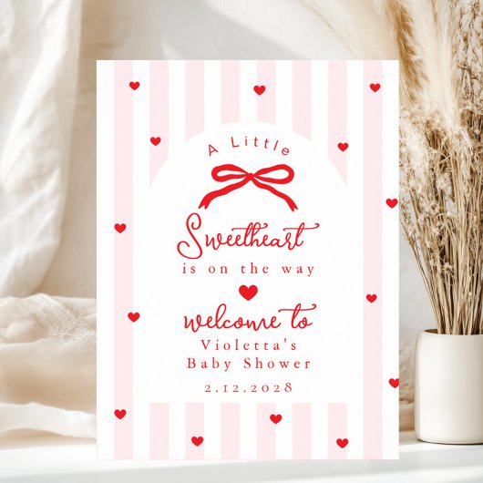 A Little Sweetheart Baby Shower Bow Welcome Poster