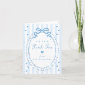 A Little Sweetheart Blue Bow Baby Shower Bedankkaart (Voorkant)