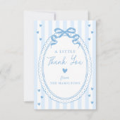 A Little Sweetheart Blue Bow Baby Shower Bedankkaart (Voorkant)