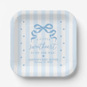 A Little Sweetheart Blue Bow Baby Shower Papieren Bordje (Voorkant)
