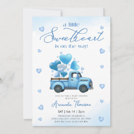A little Sweetheart blue Truck Baby Shower Kaart