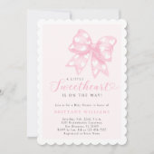 A Little Sweetheart Bow Baby shower Invitation Kaart (Voorkant)