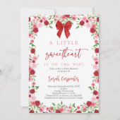 A Little Sweetheart Bow Baby shower Invitation Kaart (Voorkant)