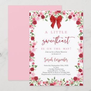 A Little Sweetheart Bow Baby shower Invitation Kaart