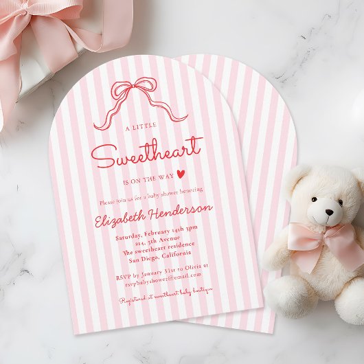 A Little Sweetheart Bow Valentine's Baby Shower Kaart