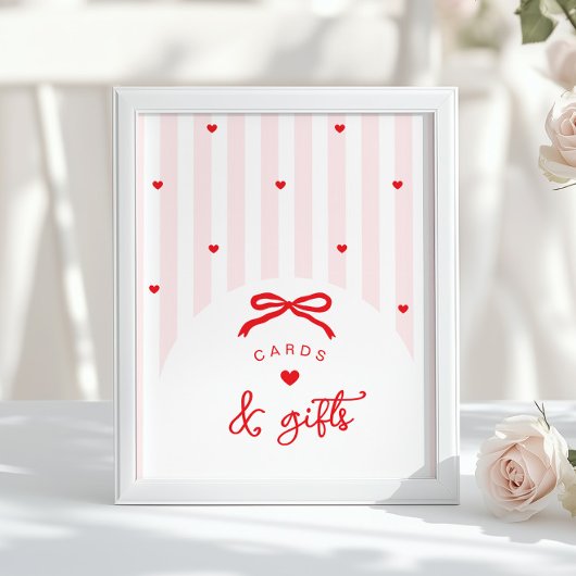 A Little Sweetheart Cards and gifts Pink Red Bow Poster