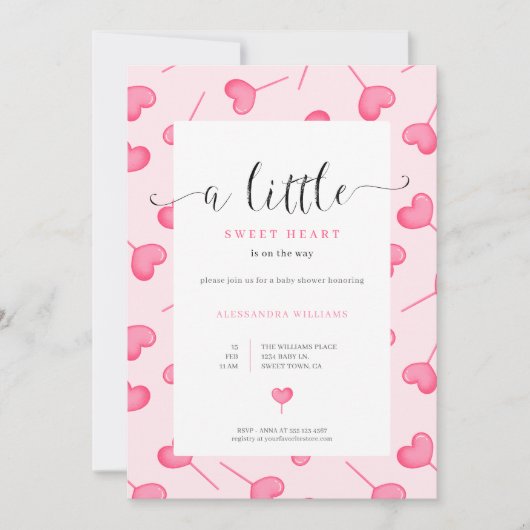 A Little Sweetheart Girl Baby shower Invitation Kaart (Voorkant)