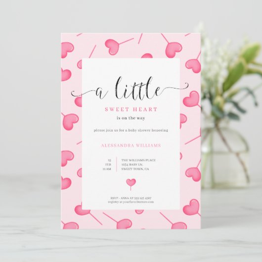 A Little Sweetheart Girl Baby shower Invitation Kaart (Staand voorkant)