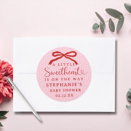 A Little Sweetheart Is On The Way Girl Baby Shower Ronde Sticker
