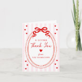 A Little Sweetheart Pink and Red Bow Baby Shower Bedankkaart (Voorkant)