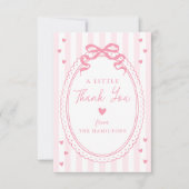 A Little Sweetheart Pink Bow Baby Shower Bedankkaart (Voorkant)