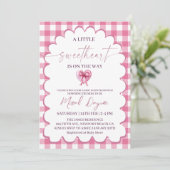 A Little Sweetheart  Pink Bow Heart Baby Shower Kaart (Staand voorkant)