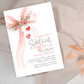 A little Sweetheart Pink bow Valentine Baby shower Kaart