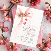 A little Sweetheart Pink bow Valentine Baby shower Kaart