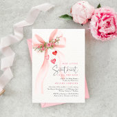 A little Sweetheart Pink bow Valentine Baby shower Kaart