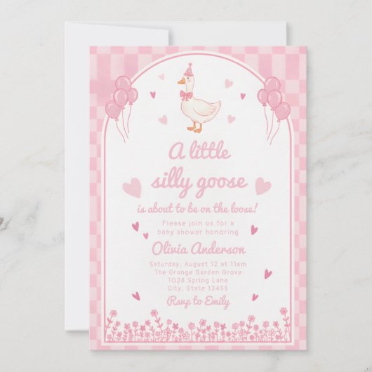 a little sweetheart pink goose gingham floral girl kaart (Voorkant)
