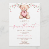 A Little Sweetheart Pink Teddy Bear Baby Shower Kaart (Voorkant)