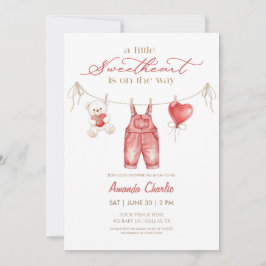 A little sweetheart Red Boy Baby shower  Kaart