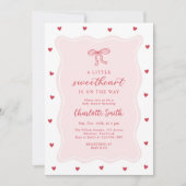 A Little Sweetheart Valentine Bow Baby Shower Kaart (Voorkant)