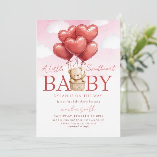 a little sweetheart Valentines Baby shower Kaart (Staand voorkant)