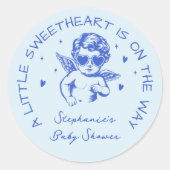A Little Sweetheart Valentines Boy Baby Shower Ronde Sticker (Voorkant)