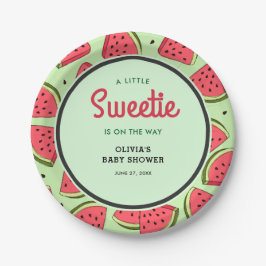 A Little Sweetie Summer Watermelon Baby Shower  Papieren Bordje