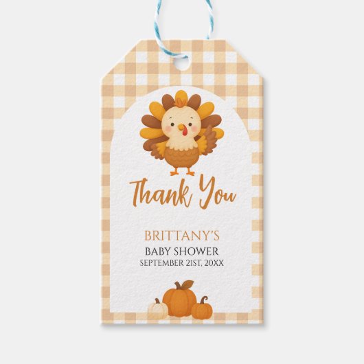 A Little Turkey Baby Shower Thanksgiving Cadeaulabel (Voorkant)