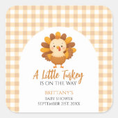 A Little Turkey Baby Shower Thanksgiving Vierkante Sticker (Voorkant)